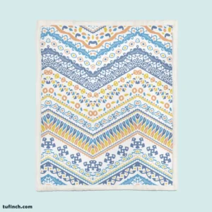 Bohemian Zigzag Ethnic Pattern Sherpa Fleece Blanket 1