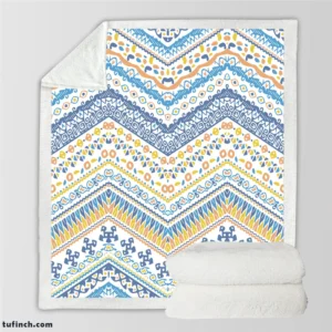 Bohemian Zigzag Ethnic Pattern Sherpa Fleece Blanket