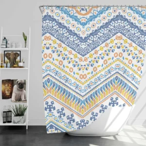 Bohemian Zigzag Ethnic Pattern Shower Curtain