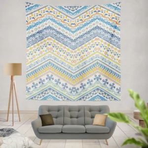 Bohemian Zigzag Ethnic Pattern Wall Tapestry