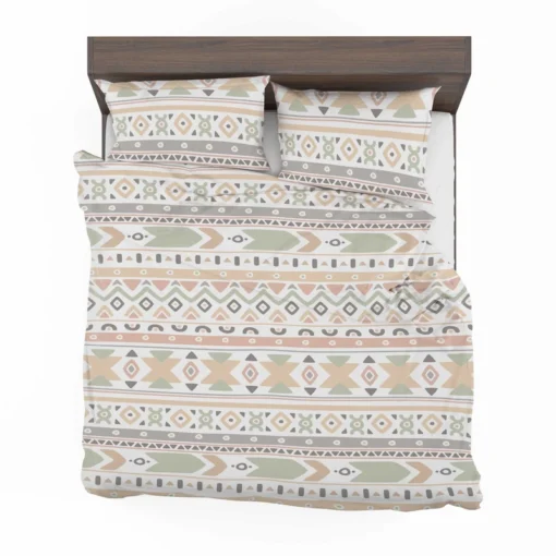 Boho Aztec Folkloric Pattern Design Bedding Set 1