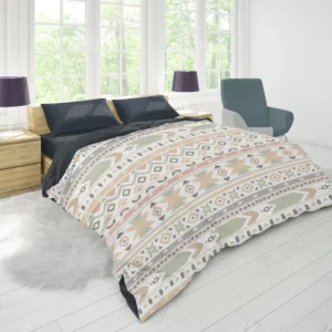 Boho Aztec Folkloric Pattern Design Duvet Cover 1