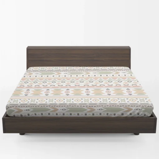 Boho Aztec Folkloric Pattern Design Fitted Sheet 1