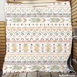 Boho Aztec Folkloric Pattern Design Quilt Blanket