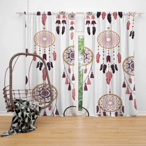 Boho Dreamcatcher Flat Design Curtain