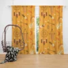 Boho Elements Pattern on Apricot Background Curtain