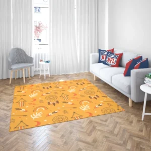 Boho Elements Pattern on Apricot Background Rug 2