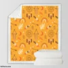 Boho Elements Pattern on Apricot Background Sherpa Fleece Blanket