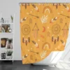 Boho Elements Pattern on Apricot Background Shower Curtain