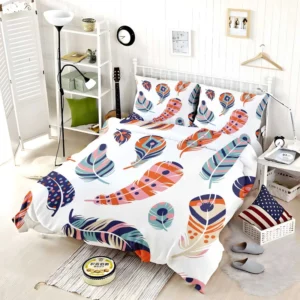 Boho Feather Design Bedding Set