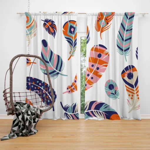 Boho Feather Design Curtain