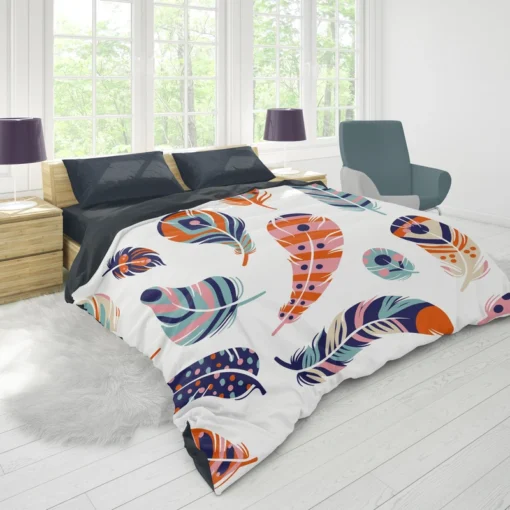 Boho Feather Design Duvet Cover 1