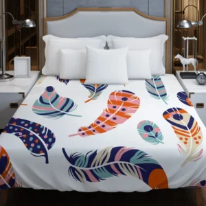 Boho Feather Design Duvet Cover