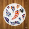 Boho Feather Design Round Beach Towel