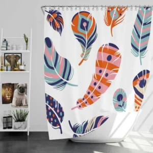 Boho Feather Design Shower Curtain