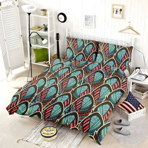 Boho Style Feather Design Bedding Set