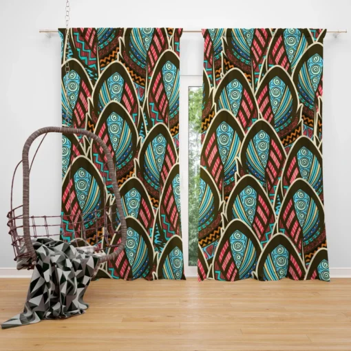 Boho Style Feather Design Curtain