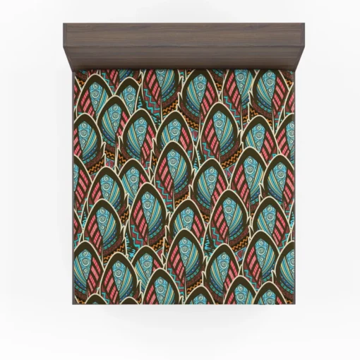 Boho Style Feather Design Fitted Sheet