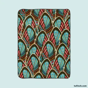 Boho Style Feather Design Fleece Blanket 1