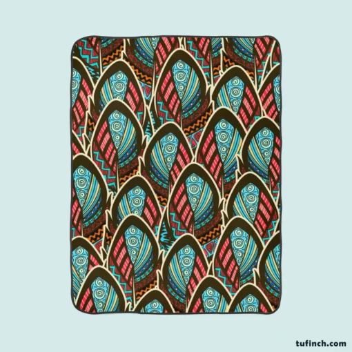 Boho Style Feather Design Fleece Blanket 1