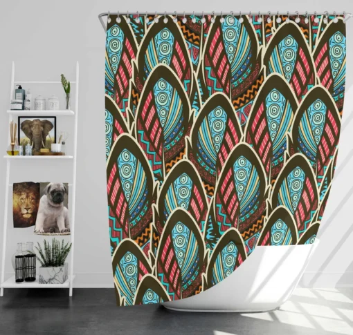 Boho Style Feather Design Shower Curtain