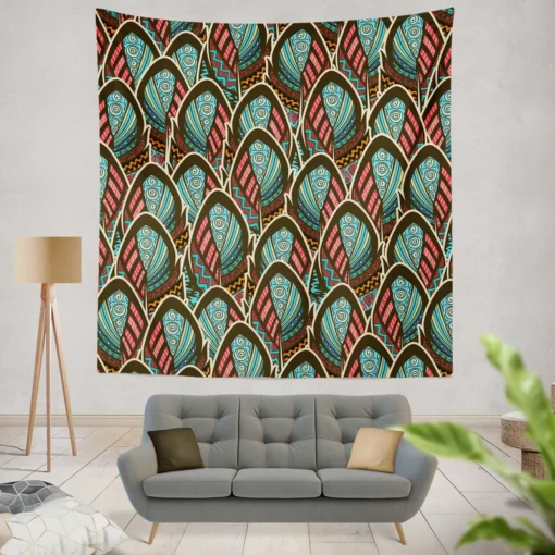 Boho Style Feather Design Wall Tapestry