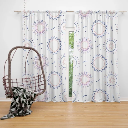 Boho Sun And Daisy Pattern Curtain