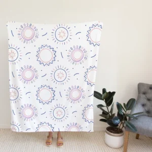 Boho Sun And Daisy Pattern Fleece Blanket