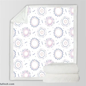 Boho Sun And Daisy Pattern Sherpa Fleece Blanket