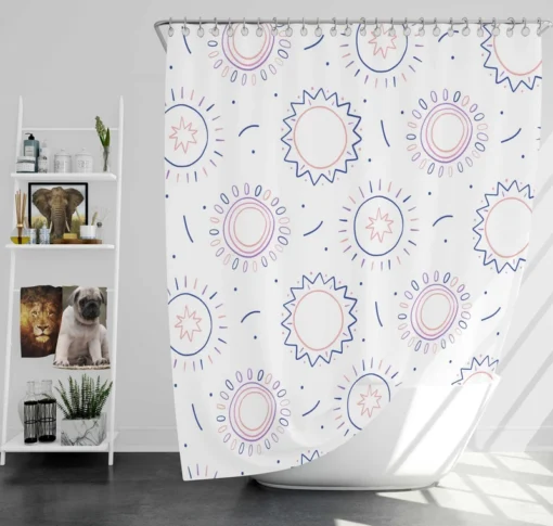 Boho Sun And Daisy Pattern Shower Curtain