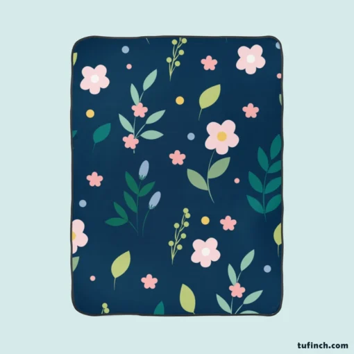 Botanical Floral Pattern Fleece Blanket 1