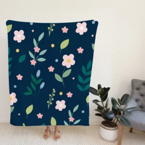 Botanical Floral Pattern Fleece Blanket