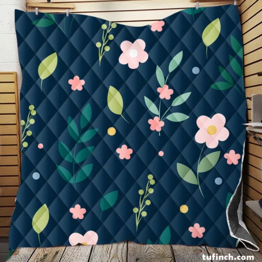 Botanical Floral Pattern Quilt Blanket