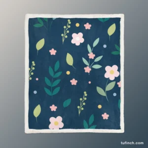 Botanical Floral Pattern Sherpa Fleece Blanket 1