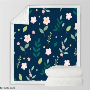 Botanical Floral Pattern Sherpa Fleece Blanket