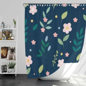 Botanical Floral Pattern Shower Curtain