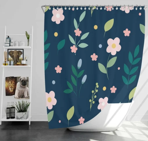 Botanical Floral Pattern Shower Curtain