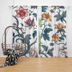 Botanical Floral Toile Curtain