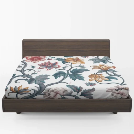 Botanical Floral Toile Fitted Sheet 1