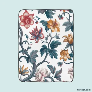 Botanical Floral Toile Fleece Blanket 1