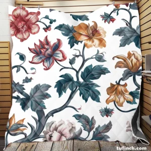 Botanical Floral Toile Quilt Blanket