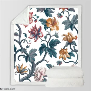 Botanical Floral Toile Sherpa Fleece Blanket