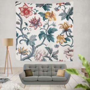 Botanical Floral Toile Wall Tapestry