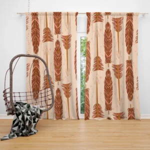 Bow and Arrow Boho Pattern on Toffy Peach Curtain