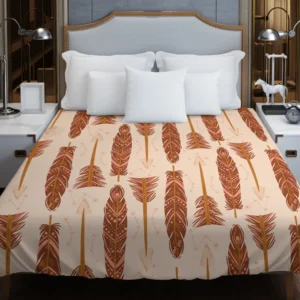 Bow and Arrow Boho Pattern on Toffy Peach Duvet Cover