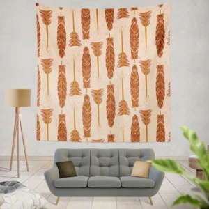 Bow and Arrow Boho Pattern on Toffy Peach Wall Tapestry