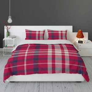 Brick Red Blue Plaid Bedding Set 1