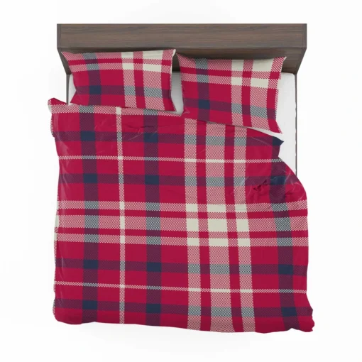 Brick Red Blue Plaid Bedding Set 2