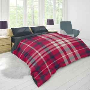 Brick Red Blue Plaid Duvet Cover 1