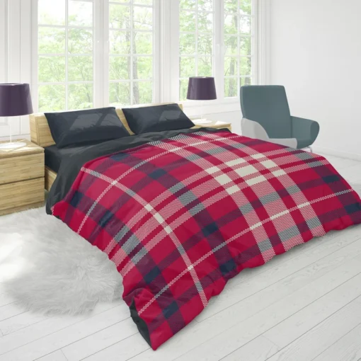 Brick Red Blue Plaid Duvet Cover 1